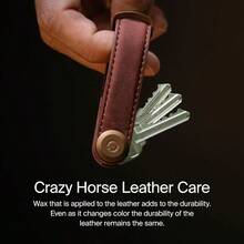 Crazy Horse Leather Key Organizer Quiet Profile Holds Up To 7 Keys Chestnut Brown With Brown Stitching - ChestnutBrownwithBrownStitching - View 5