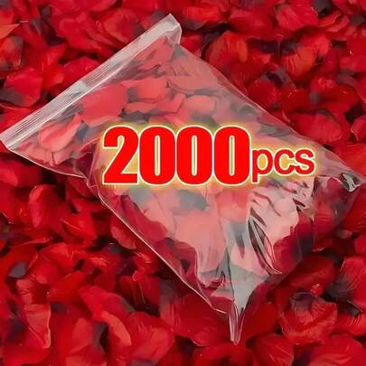 2000 piezas a granel de pétalos de rosa roja artificial - Pétalos de flores falsas realistas, adecuados para decoración de bodas, Día de San Valentín, fiestas y eventos románticos