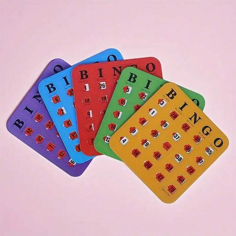 1 Juego de 5 Tarjetas de Bingo Reutilizables de Colores, Artículos Deportivos y al Aire Libre, Equipos de Deportes y Ocio, Juegos de Mesa de Entrenamiento Lógico para Reuniones Familiares, Tarjetas de Bingo para Adultos, Adecuado para Juegos de Bingo Multijugador para Adultos - Multicolor - Añade 11