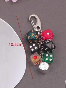 1pc Unisex Handmade Dice Keychain Unique Subculture Y2K Accessory Contrast Color Bag Charm Car Accessories For Woman Gifts For Women Gifts For Men - Multicolor - View 3