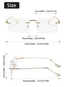 1 Pair Women's Copper Frame Rimless Transparent Glasses, Suitable For Back To School, Daily Life, Office, Reading, TV Watching, Gaming, Smartphone Use, Can Also Be Used As Decoration - Clear Lenses - View 4