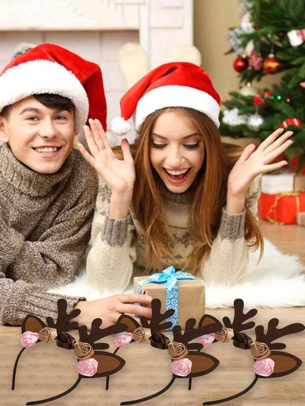 1 pezzo Copricapo per festa di Natale, a forma 3D di renna cartoni animati, accessori per feste, oggetti di scena, articoli per decorazione a tema, adatto per costumi da festa, raduni familiari e feste in maschera, accessori per travestimenti, accessori per capelli