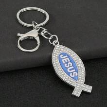 Originality Color Metal I Love Jesus Keychain Backpack Pendant Keyring Personalization Car Moto Shining Fish Key Chain Ring Gift - Multicolor - View 14