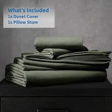 Soft Prewashed California King Duvet Cover Set, 3 Piece, Zipper Closure, 104x98 Inches Duvet Cover And 2 Pillow Shams - No Comforter,  In 2025 - 橄欖綠(無被子) - 查看 9