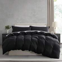 Soft Prewashed California King Duvet Cover Set, 3 Piece, Zipper Closure, 104x98 Inches Duvet Cover And 2 Pillow Shams - No Comforter,  In 2025 - Black (No Comforter) - View 10
