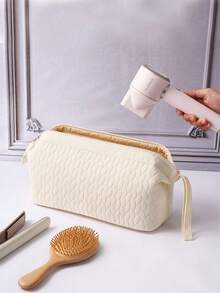 1pc Solid Color Quilted Hair Dryer Storage Bag, With Inner Pocket Design, Large Capacity Dust-Proof Hair Tool Organizer Bag, Suitable For Curling Iron, Hair Dryer, Hair Clips, Straightener, Great For Home And Travel, Ideal Valentine's Day Gift