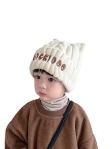 1 件儿童帽子 - 秋冬可爱幼儿针织帽 - 加厚保暖羊毛帽，适合男孩和女孩