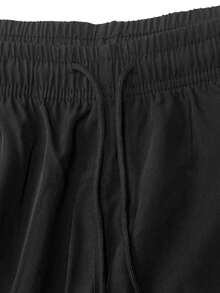 Plus Size Men's Loose Fit Outdoor Cargo Pants - Durable Polyester, Multi-Pockets, Faux Zipper Pockets, Lightweight & Breathable, Suitable For Hiking & Casual Everyday Wear - Black - View 4