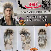 Punk Style Medium-Long Straight Wig | Synthetic Fiber | 5 Color Choices (Black/Ginger Orange/Beige White/Black Mixed With Silver/Black Ombre Blonde) | Natural Looking | Breathable Adjustable Cap | Daily & Halloween Party Christmas Nightclub Cosplay Rocker Disco Use | Ideal Choice For Gifts | Birthday Performance, Festival Hairpiece-Playing, Stage Props, Decors, Etc - Multicolor - View 16