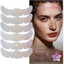 Holographic Glitter Freckles Face Tattoo, Waterproof Sparkle Body Glitter Speckles Patches For Women, Cute Star Glitter Stickers Temporary Tattoo Makeup Accessories For Festival Rave - Multicolor - View 2