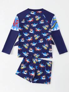 NB VEST Children's Beach Set With Shark Print 2025 I3613 - Navy Blue - View 2