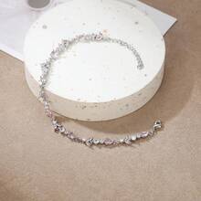 Crysdue Wedding Bridal Link Bracelet Brides Bridesmaids, Marquise Cubic Zirconia Tennis Bracelets Women Prom Jewelry - D_CZ+珍珠,金色 7.8-9.37 英寸 - 查看 8