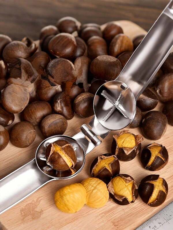 1pc Chestnut Clip Nutcracker Opener - Stainless Steel Walnut , Kitchen Accessories - For Cracking Chestnuts & Nuts - Easy To Use - Perfect Gift For Foodies & Home Cooks,Stainless Steel Multifunctional Nutcracker - Hard And Bright, Easy To Open, Perfect For Chestnuts, Etc. Essential Kitchen Gadgets