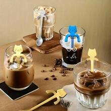 1pc/2pcs Stainless Steel Creative Cat Stirring Spoon, Cat Hanging Cup Coffee Spoon, Mug Tea Spoon, Dessert Spoon - Multicolor - View 6