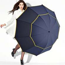 10-Rib Double Layer Large Folding Umbrella, UV Protection, Waterproof, Windproof, Compact Umbrella Suitable For Men And Women - 3-front-facing - View 13