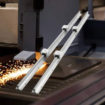Guide linéaire, rail de guidage en acier carbone et aluminium, 2 pièces SBR20-1200 mm, avec 4 blocs coulissants SBR20UU, roulement linéaire, pièces CNC pour imprimante 3D, fraisage/tournage.