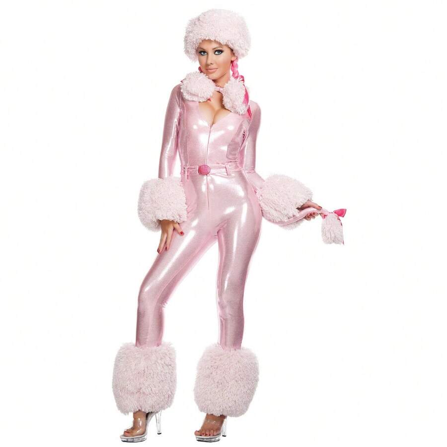 Leather Princess Role Play Cosplay Costume Halloween Stage Outfit Christmas Pink Dog Costume - 6839-Màu hình ảnh - Xem 1