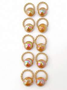 10pcs Cute Pearl Colored Pink, Purple, Blue Small Hair Ties/Scrunchies - Multicolor - View 9