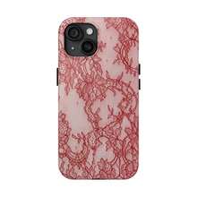 Red Lace Print Phone Case, Cool Girl Aesthetic, Glossy Phone Case, Faux Lace, Red Lace Protection - Màu hỗn hợp 1 - Xem 1