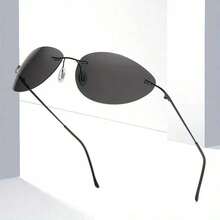 Men's Matrix Neo Style Fashion Glasses - Ultra-Light Frameless Design, Simple Black Metal Frame, Anti-Glare, Suitable For Daily Driving And Casual Outfits - 1 - 查看 2