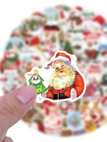 120 pezzi di adesivi a tema natalizio con disegni festivi come Babbo Natale, pupazzi di neve e alberi di Natale; ideali per incartare regali, decorazioni familiari per le vacanze, scrapbooking fai-da-te - Multicolore - Visualizzare 9
