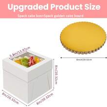 5 Pcs Cake Boxes With Window, White Square Cheesecake Bakery Boxes, Large Cardboard Cake Baking Boxes For Cakes, Pies, Wedding, Birthday Party - White - View 16