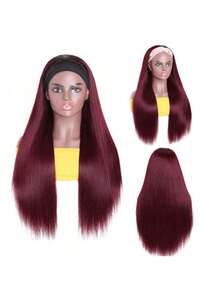 Uveous 99j Burgundy 13x4 Lace Front Wig Human Hair 200% Density Straight Hair Wigs For Women Pre Plucked Pre Cut Frontal Wigs With Baby Hair 34 Inch Halloween Season - S99J - 查看 10