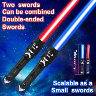 Light Of Sword Toy Laser Sword Toy Stretchable 2-In-1 Spark Light Toy Flash Stick Toy Light Up Toy Blue And Red Interactive Toy 14 Years Old Stress Relief Toy Christmas Gift Halloween Gift Birthday Gift