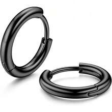 ORAZIO G23 Solid Titanium Hoop Earrings Implant Grade Hypollergenic Small Huggie Hoop Earrings Hinged Sleeper Cartilage Earrings For Women Men Stainless Steel Gold Black 8mm 10mm 12mm - 彩色 - 查看 9