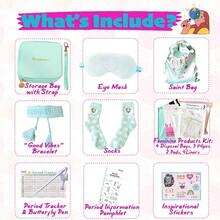 New First Period Kit For Girls 22 PC Period Packs For Young Girls First Time First Period Gift For Teen Girls With Sanitary Pad Storage Bag Wipes Bracelet Eye Mask Socks And More Mint
