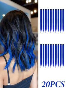 16 piezas de extensiones de cabello de colores con clip - Mechones sintéticos de arcoíris de 22 pulgadas con 8 colores para niños y niñas, regalo de fiesta de cumpleaños - Multicolor - Ver 2