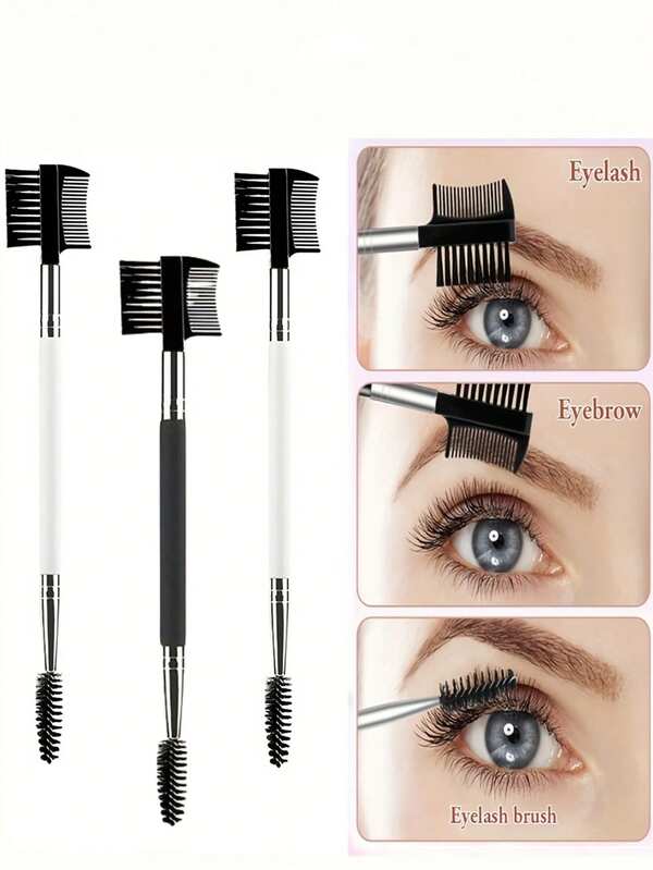 1/3/5PCS Double-Ended Eyebrow Brush, Eyebrow Lash Shaper Eyelash Comb Dual-Ended Brush Makeup Grooming Tool Cosmetics With 3 Different Spiral Brushes For Separating Eyelashes, Eliminating Mascara Clumps, Grooming And Shaping Eyebrows