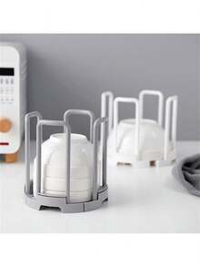 可扩展厨房储物整理架，带排水功能 - 塑料碗碟架、杯架和餐具托盘，适用于台面和户外聚会 - 彩色 - 查看 2