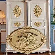 5 pezzi Decorazioni in legno intagliate a forma di rosa non dipinte, 21 x 15 cm, adatte per armadi, porte, mobili, pareti, ingressi, uffici, vacanze, decorazione fai-da-te