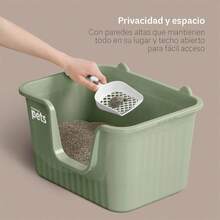 Arenero Inodoro para Gato Caja de con Pala, Paredes Altas Verde, - Verde + Regular - Ver 3