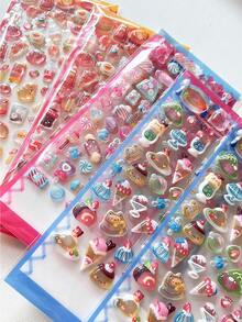 3D Embossed Cute Food Retro Stickers, DIY Phone Case, Scrapbooking, Fidget Toys - Multicolor - View 12