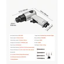 Air Hammer, 4500BPM Pneumatic Hammer With 1.57-Inch Stroke & 4PCS Chisels Round Shank, Lightweight & Compact Air Chisel Pneumatic Shovel Tool For Cutting Punching Scraping - Conventional Air Hammer 4500 BPM - View 7