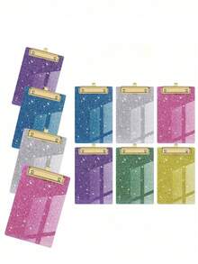 1pc Shiny Acrylic Clipboard [Each Production Batch May Have Different Variations, (Some May Have Black Rubber On Both Sides Of The Clip), With Slight Differences In Color And Material, And Color Differences May Also Be Caused By Photography Environment And Lighting. Please Refer To The Actual Product. Those Who Are Particular About This, Please Purchase Carefully.] - Durable Material, Shiny Clipboard, Adorable Hanging Clipboard, Suitable For Office And School Supplies - Multicolor - View 5