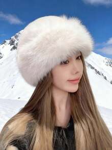 1pc Women's Winter Fleece Bucket Hat, Fashionable Thick Style, Warm Winter Cap, Suitable To Pair With Wool Coat, Winter Outfit - Multicolor - View 2