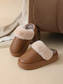 Scarpe impermeabili da donna per autunno/inverno, eleganti pantofole da casa in colore unito, casual e confortevoli con fodera morbida e soffice