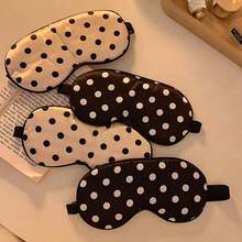 1 PC Polka Dot Pattern Imitation Silk Fabric Elastic Band Light Blocking Sleep Mask UZSF - 黑色 - 查看 3