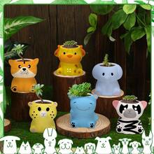 6 Sets Paint Your Own Ceramic Animal Succulent Planters Paintable Animal Ceramic Small Figurines Unpainted Succulent Pots With Drainage Hole Adults - Động vật đáng yêu - Xem 6