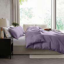 Soft Prewashed California King Duvet Cover Set, 3 Piece, Zipper Closure, 104x98 Inches Duvet Cover And 2 Pillow Shams - No Comforter,  In 2025 - 灰紫色(無被子) - 查看 6