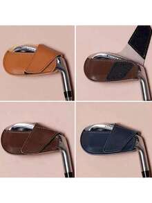 10个/3个/1个装 新款极简主义高尔夫球杆头套，推杆头套，皮革材质，内衬绒毛，保护高尔夫球杆，设计简约经典，黑色、棕色、蓝色可选，适用于高尔夫球场、庭院、公园 - 彩色 - 查看 9