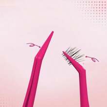 Upgraded Non-Stick Eyelash Tweezers, Glue-Free, Recommended By Makeup Artists For Beginners - Red - View 3