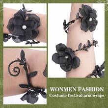 FRESHME Renaissance Fairy Floral Arm Wrap - 1 PC Elf Bracelet Forest Mother Nature Costume Renfaire Cosplay Fairy Accessories{"Color_name":"Black"} - Black - 查看 7
