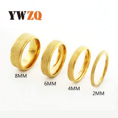 European And American Cross-Border Stainless Steel Jewelry Rose Gold Color 2/4/6/8mm Matte Titanium Steel Ring For Men And Women Niche Manufacturer