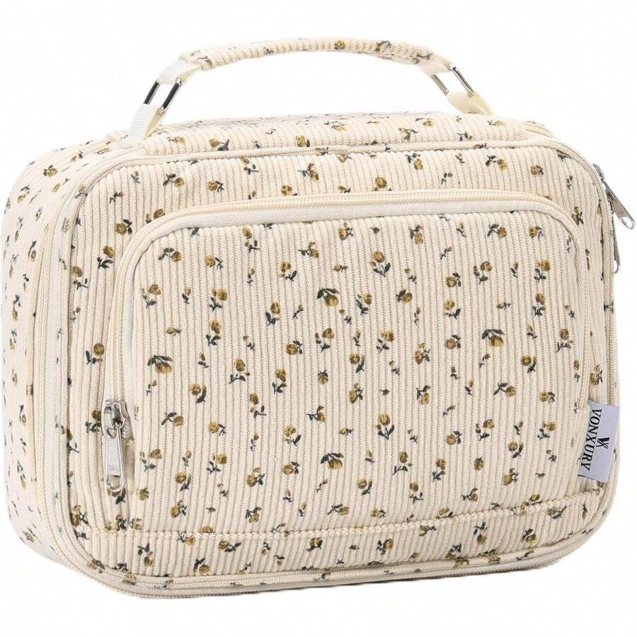 Large Pen Pencil Case Art Colored Pencil Pouch Portable Stationery Organizer With 2 Detachable Layers 54 Slots For School Office College Beige