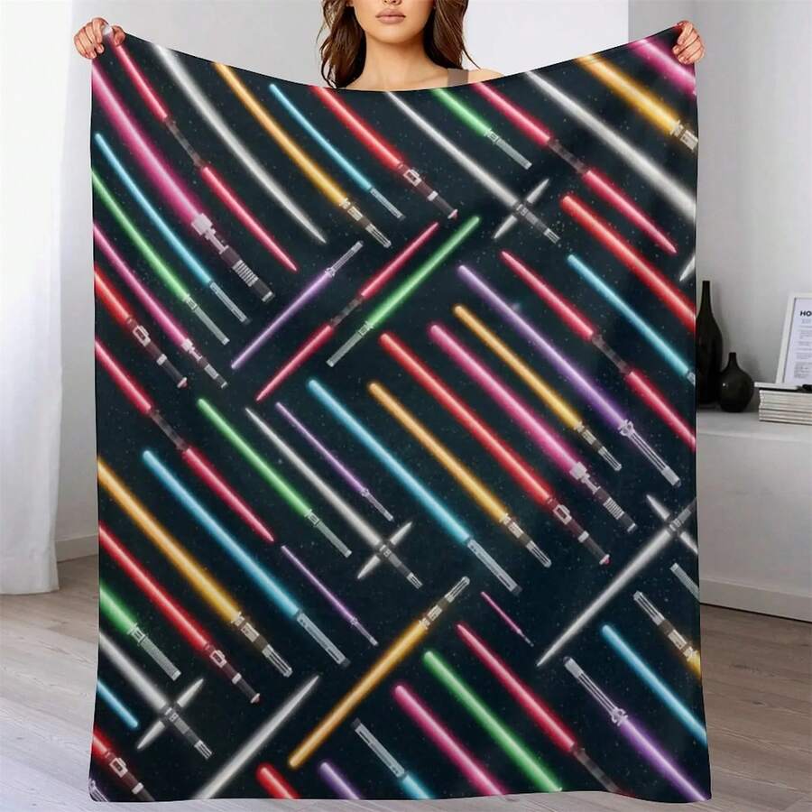 Lightsabers Throw Blanket Sofa Bed Funny Gift Hair Tourist Blankets - Đen (đen) 4 - Xem 1