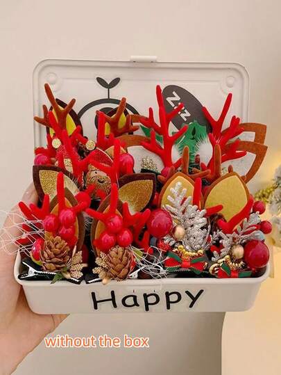 2pcs Kids Red Christmas Deer Antler Hair Clips, Cute Girls Baby Hair Accessories, Suitable For Christmas Party And Gift